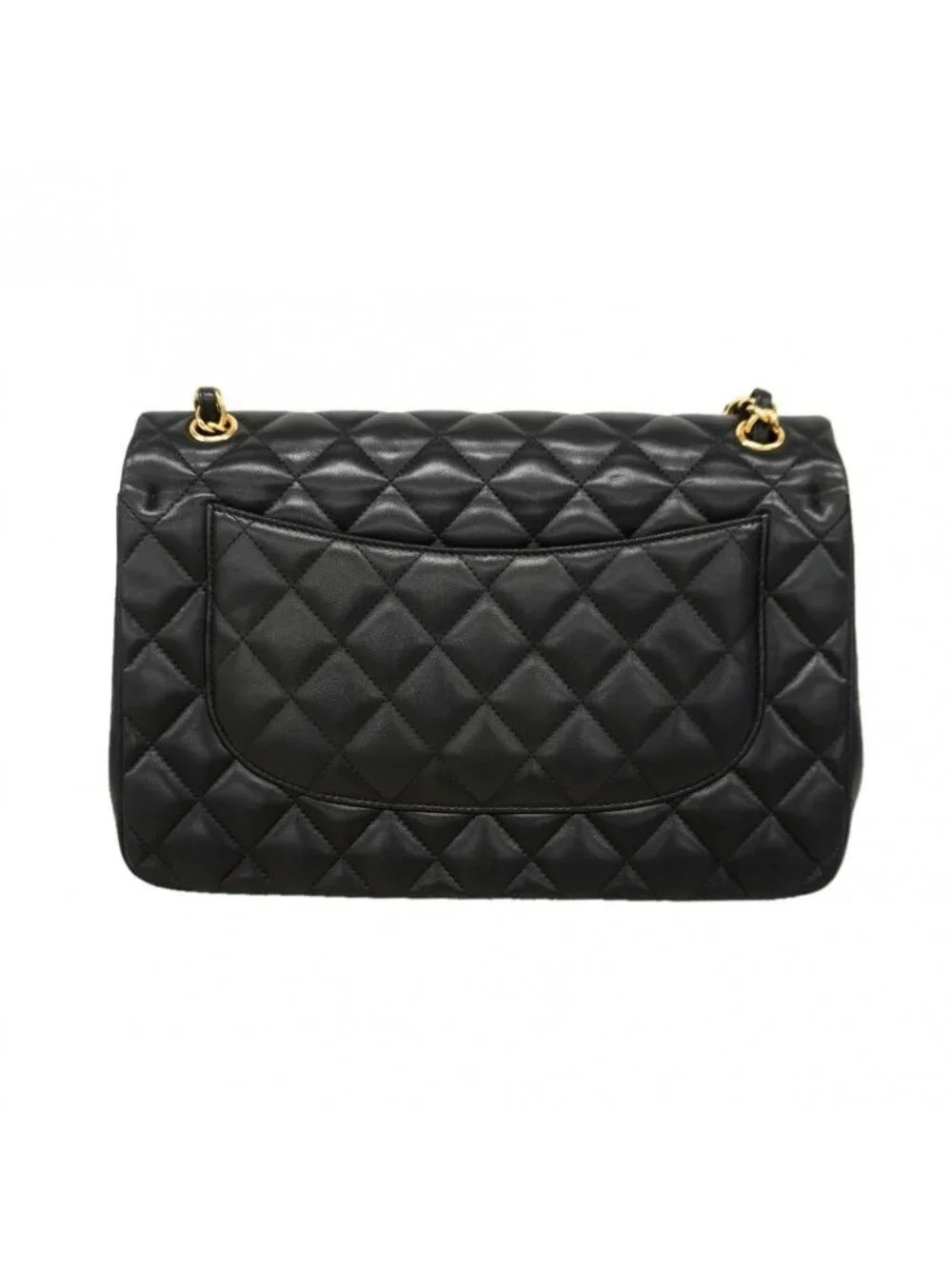 Chanel Shoulder Bag Deca Quilted Lambskin Black Gold